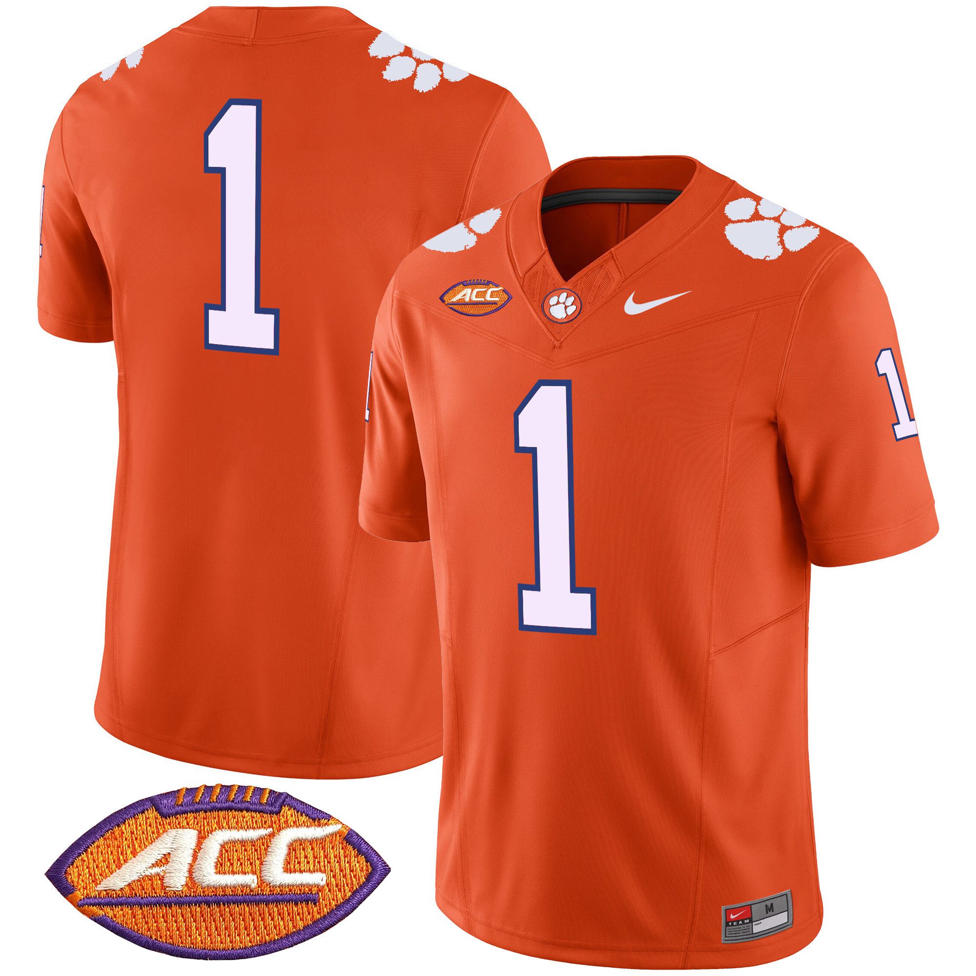 Men Clemson Tigers #1 No Name Orange 2024 Nike Vapor Limited NCAA Jersey style 1->indianapolis colts->NFL Jersey